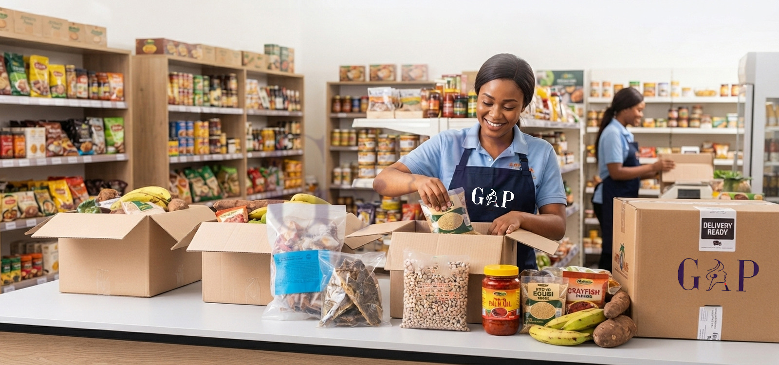 Grace Afroshop team preparing an online customer order