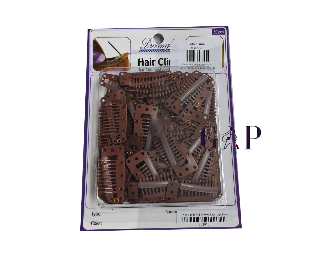 Dream Fix Hair Clips 50pcs 10 toothLight brown