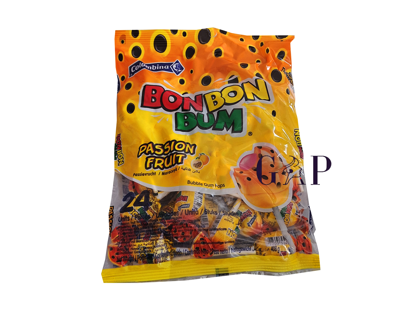Colombina Bonbon Bum Passion Fruit Bubble gum Pops