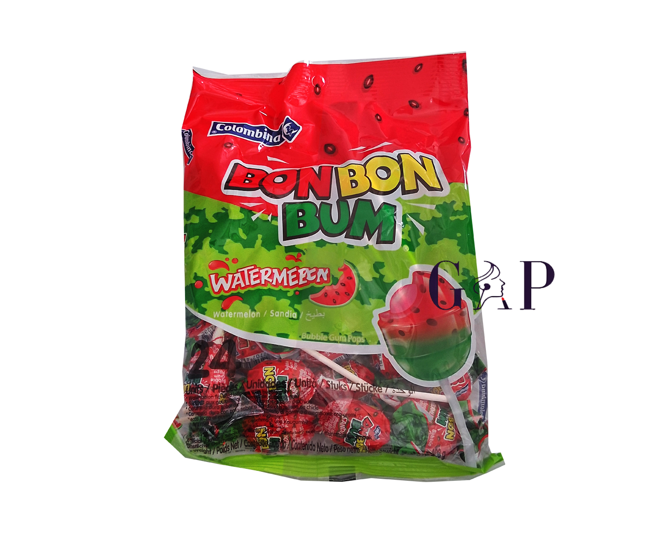 Colombina Bonbon Bum water Melon Bubble gum Pops