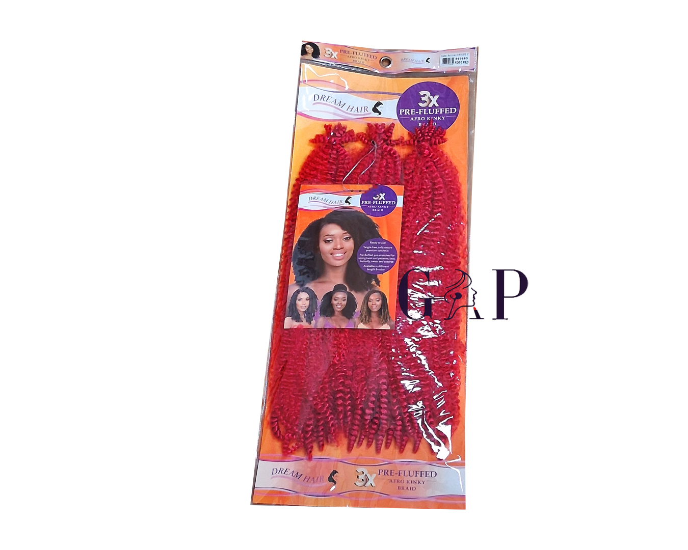 Dream Hair 3x Pre-Fluffed Afro Kinky Braid 16" Rose Red Col.1