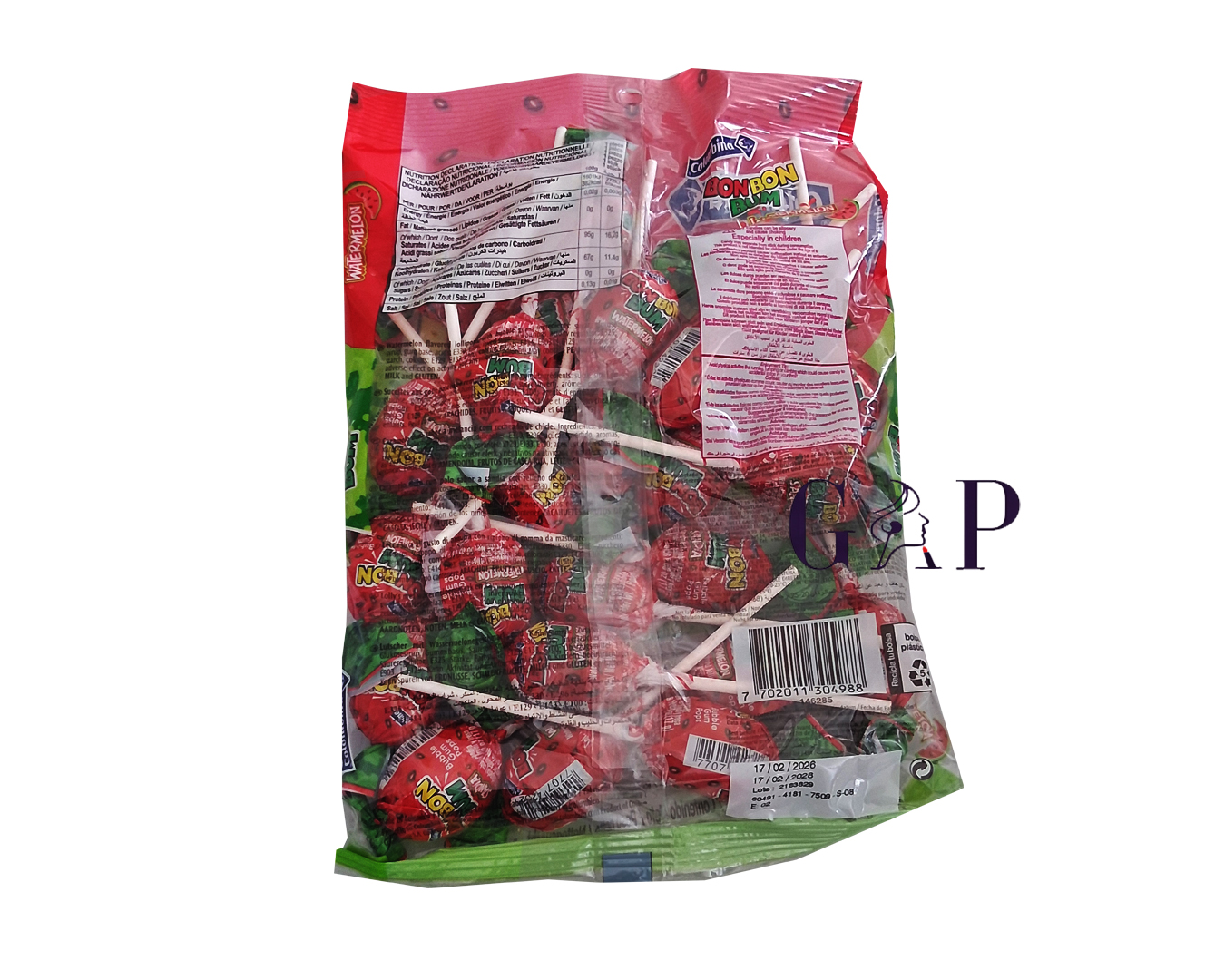 Colombina Bonbon Bum water Melon Bubble gum Pops — 2