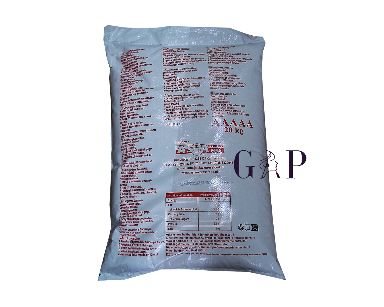 Jasmine White Scented Rice (ROYAL-THAI, Duftreis) 20kg — 2