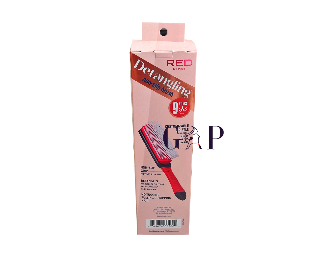 Red Detangling non-slip brush Col. Red - Beads — 2